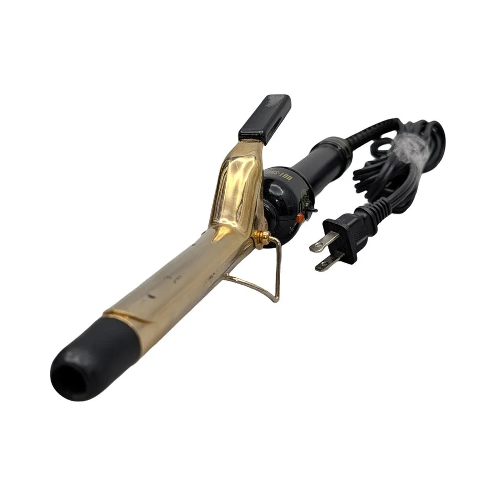 Hot Shot Tools Curling Iron 1003 Gold Black Professional Hair Styler 1 Inch